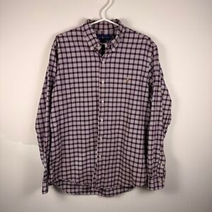 Ralph Lauren Mens Large Classic Fit Purple Plaid Button Down Shirt Long Sleeve